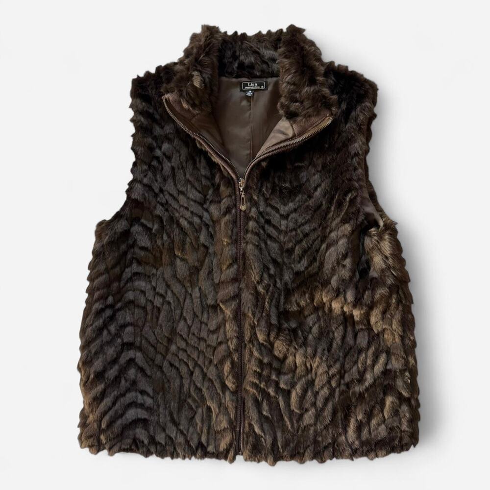 Lisa International Brown Faux Fur Vest